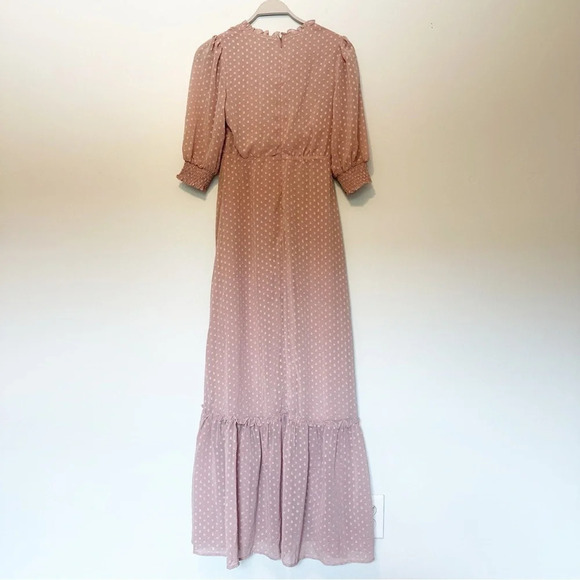 Lulus NWT Sweet Inspiration Mauve Pink Ruffled Maxi Dress Size Small Lined - Picture 4 of 11